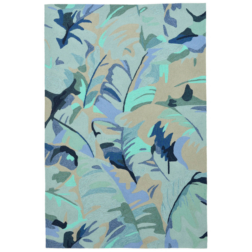 Liora Manne Capri Palm Leaf Indoor Outdoor Area Rug Blue Image 2