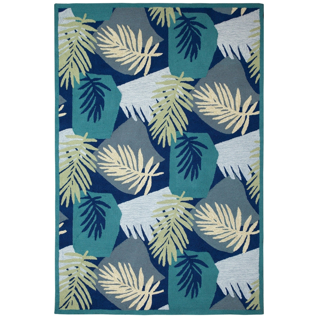 Liora Manne Capri Patchwork Palms Indoor Outdoor Area Rug Navy Image 2