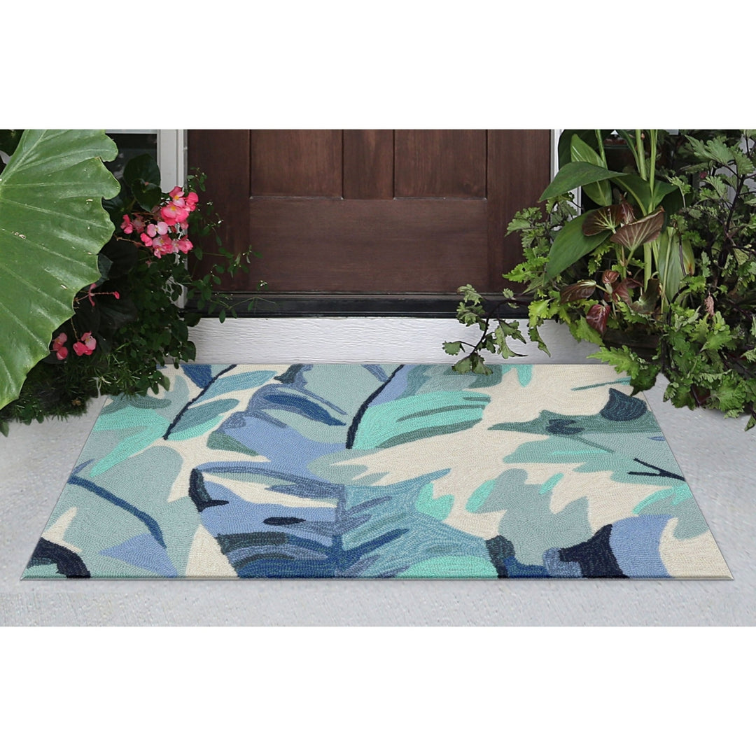Liora Manne Capri Palm Leaf Indoor Outdoor Area Rug Blue Image 5