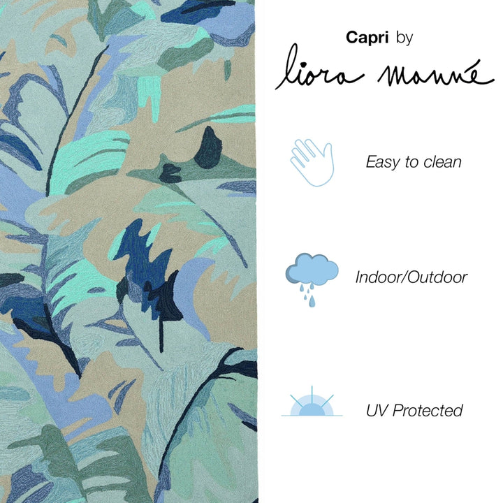 Liora Manne Capri Palm Leaf Indoor Outdoor Area Rug Blue Image 6