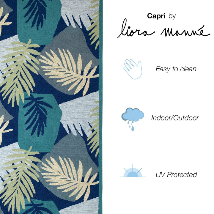 Liora Manne Capri Patchwork Palms Indoor Outdoor Area Rug Navy Image 6