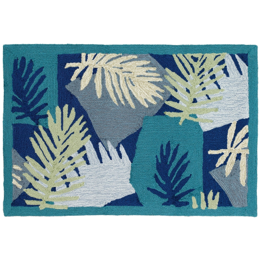 Liora Manne Capri Patchwork Palms Indoor Outdoor Area Rug Navy Image 8