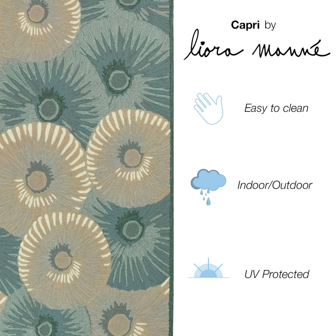 Liora Manne Capri Pleated Inkcap Indoor Outdoor Area Rug Aqua Image 7