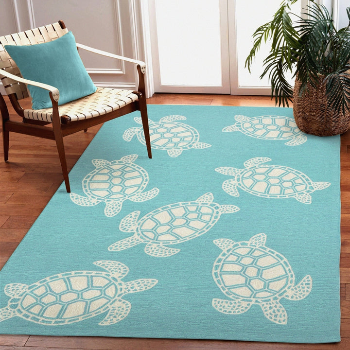 Liora Manne Capri Turtle Area Rug Aqua Indoor Outdoor 5x7 Weather Resistant Image 3