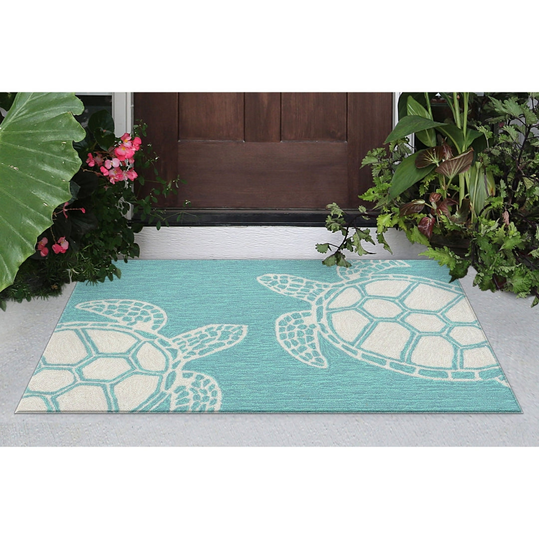 Liora Manne Capri Turtle Area Rug Aqua Indoor Outdoor 5x7 Weather Resistant Image 5