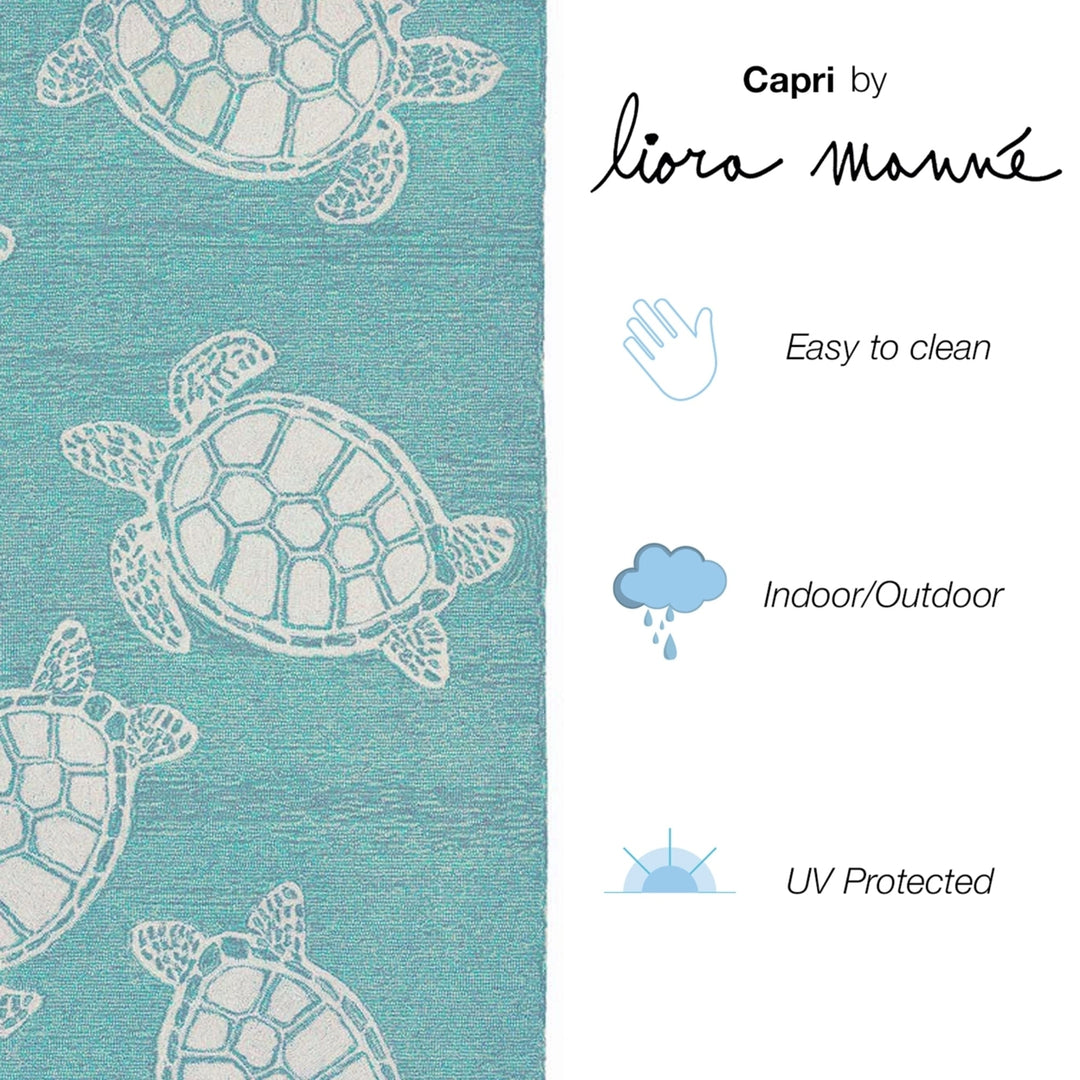 Liora Manne Capri Turtle Area Rug Aqua Indoor Outdoor 5x7 Weather Resistant Image 6