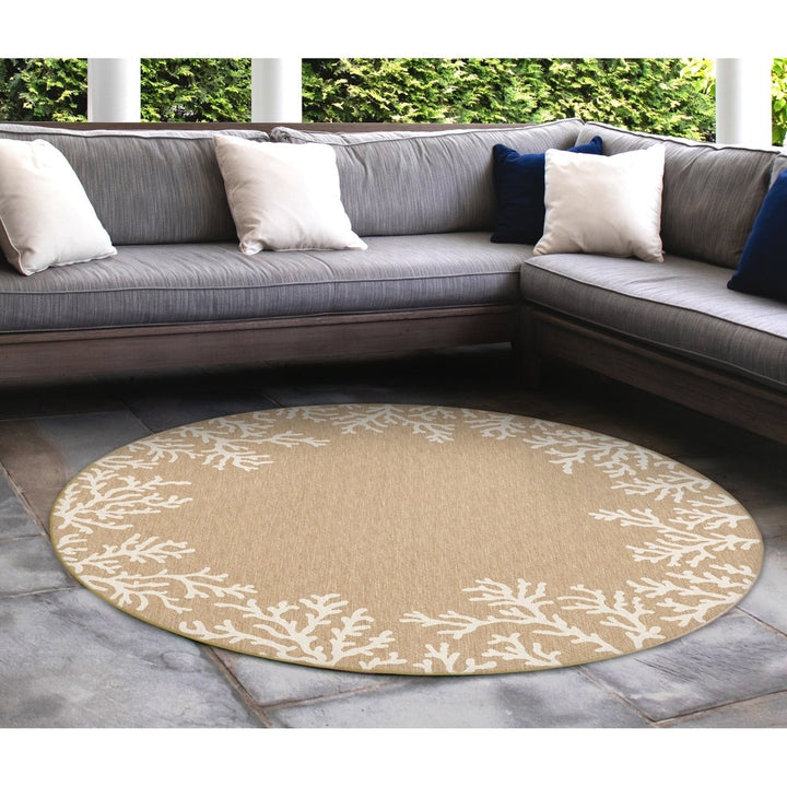 Liora Manne Carmel Coral Border Indoor Outdoor Area Rug Sand Image 4