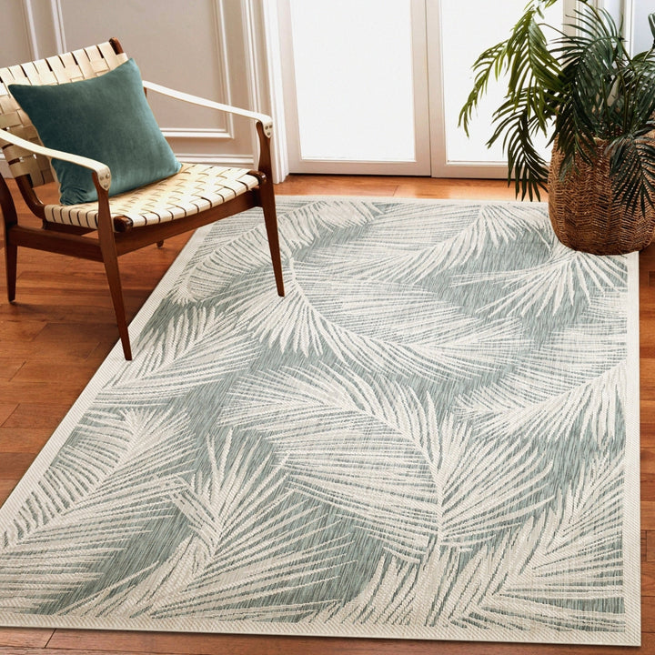 Liora Manne Carmel Fronds Rug Aqua Indoor Outdoor 100% Polypropylene 5x7 Image 2