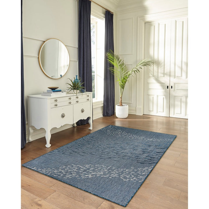 Liora Manne Carmel School of Fish Area Rug Navy 100% Polypropylene Indoor Outdoor Image 1