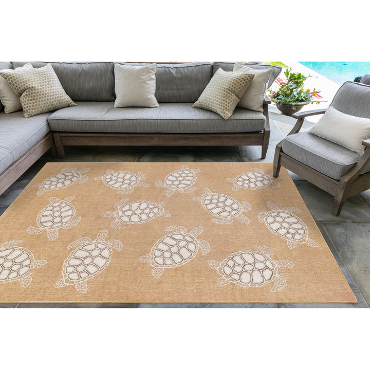 Liora Manne Carmel Seaturtles Indoor Outdoor Area Rug Sand Image 6
