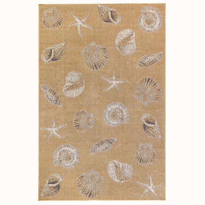 Liora Manne Carmel Shells Area Rug Indoor Outdoor Tan 100% Polypropylene 5x7 Image 1