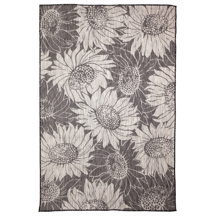 Liora Manne Area Rug Black Sunflower Pattern Indoor Outdoor 100% Polypropylene 5x7 Image 1