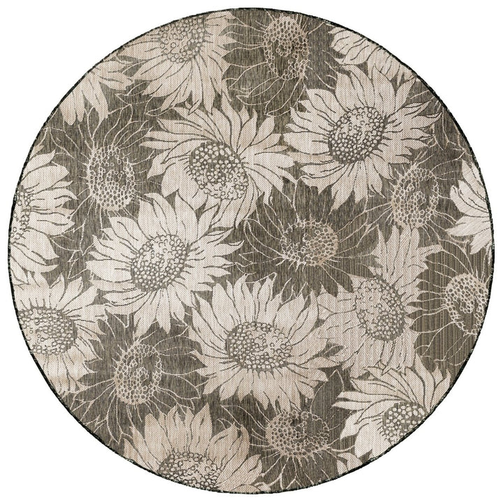 Liora Manne Area Rug Black Sunflower Pattern Indoor Outdoor 100% Polypropylene 5x7 Image 1