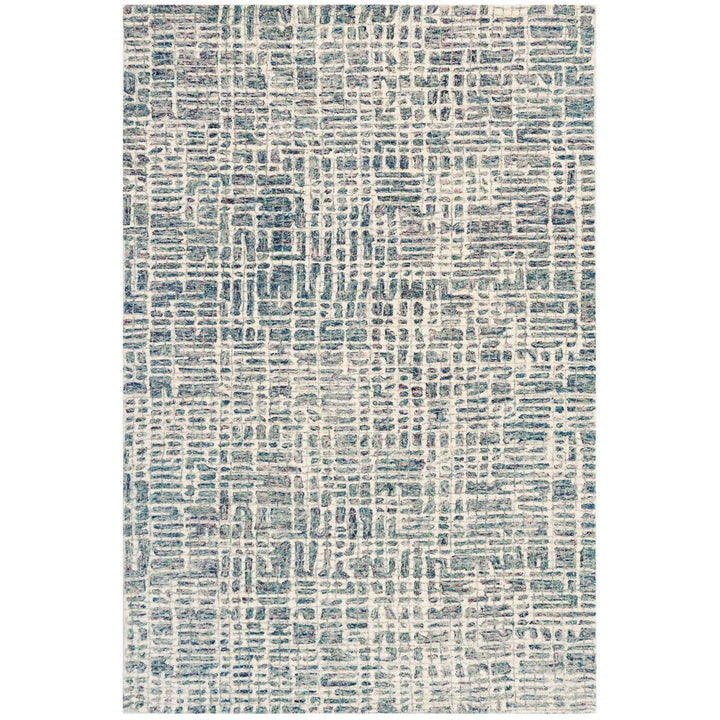 Liora Manne Savannah Grid Area Rug Ocean 100% Wool Indoor Hand Tufted 5x8 Image 1