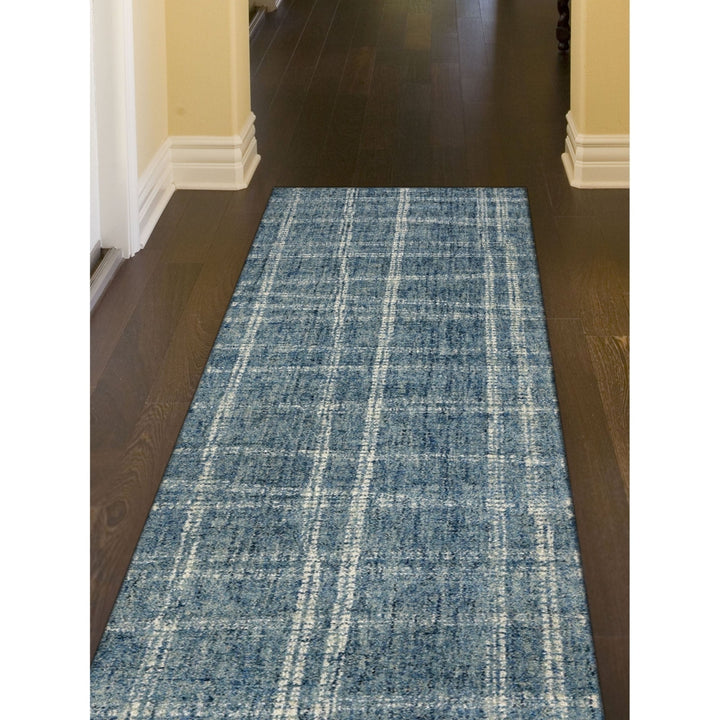 Liora Manne Savannah Blue Plaid Indoor Area Rug 100% Wool Hand Tufted 5x8 Image 10