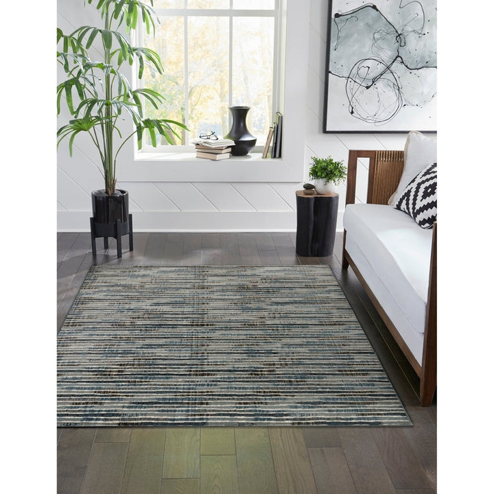 Liora Manne Soho Stripe Indoor Area Rug Blue 80% Polypropylene 5x8 Modern Design Image 12