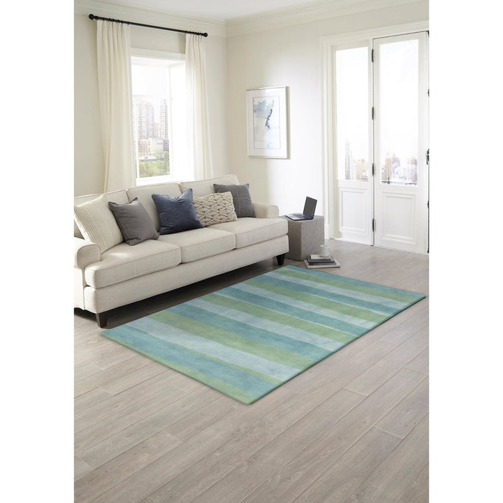 Liora Manne Piazza Stripes Rug 100% Wool Sea Breeze Hand Tufted Indoor 5 x 8 Image 12