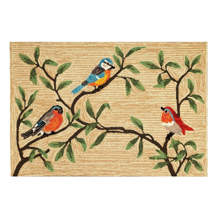 Liora Manne Ravella Area Rug Indoor Outdoor Natural Birds on Branches 5x7 Image 1