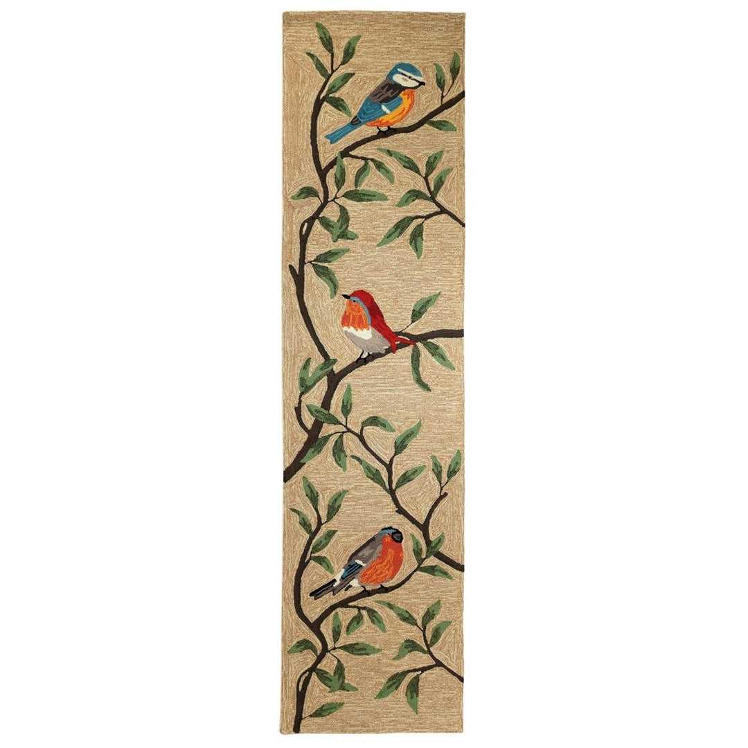 Liora Manne Ravella Area Rug Indoor Outdoor Natural Birds on Branches 5x7 Image 1