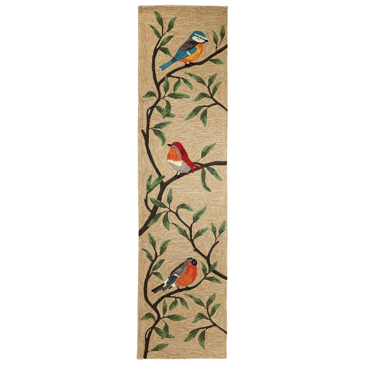 Liora Manne Ravella Area Rug Indoor Outdoor Natural Birds on Branches 5x7 Image 1