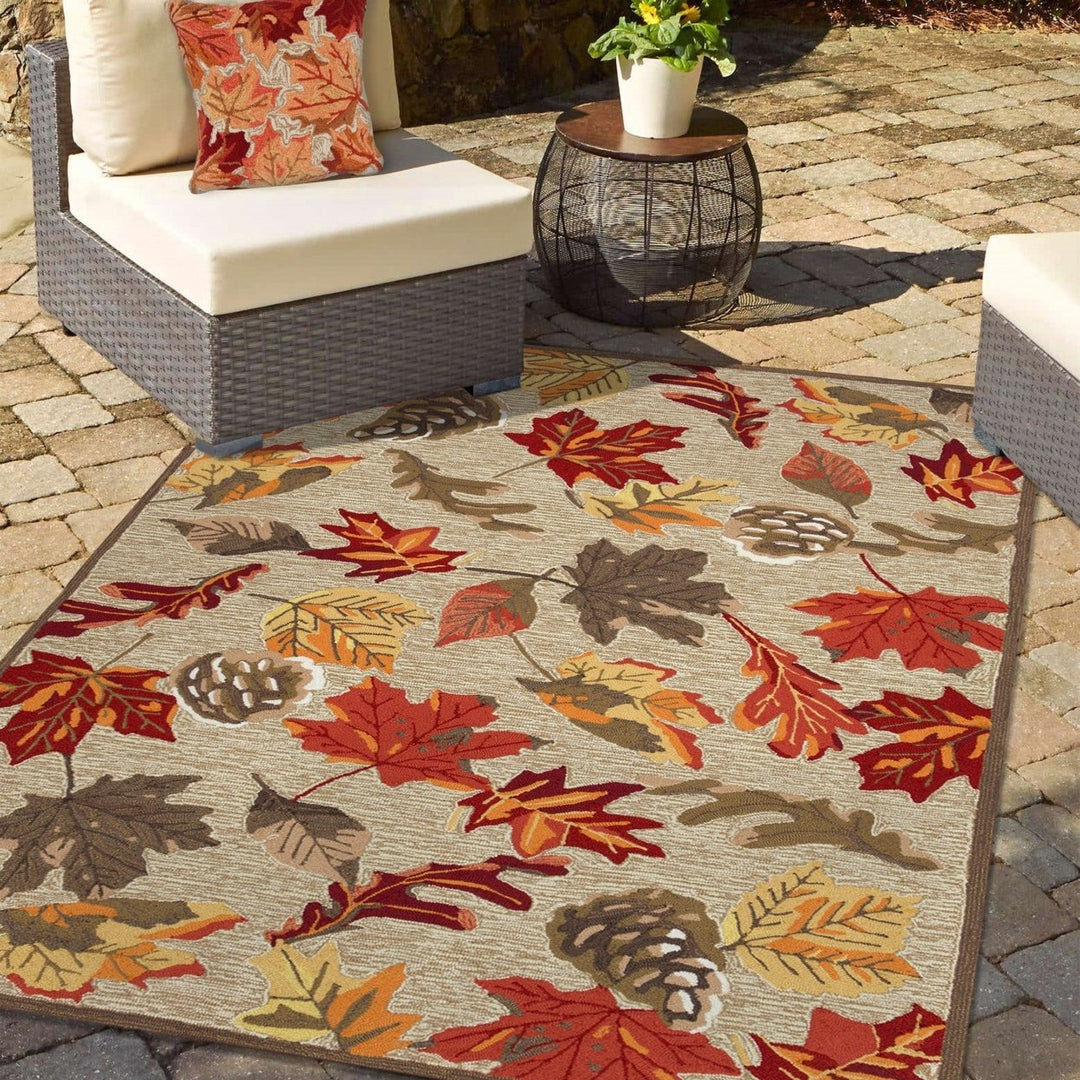 Liora Manne Ravella Area Rug Indoor Outdoor Natural Falling Leaves 70% Polypropylene Image 1