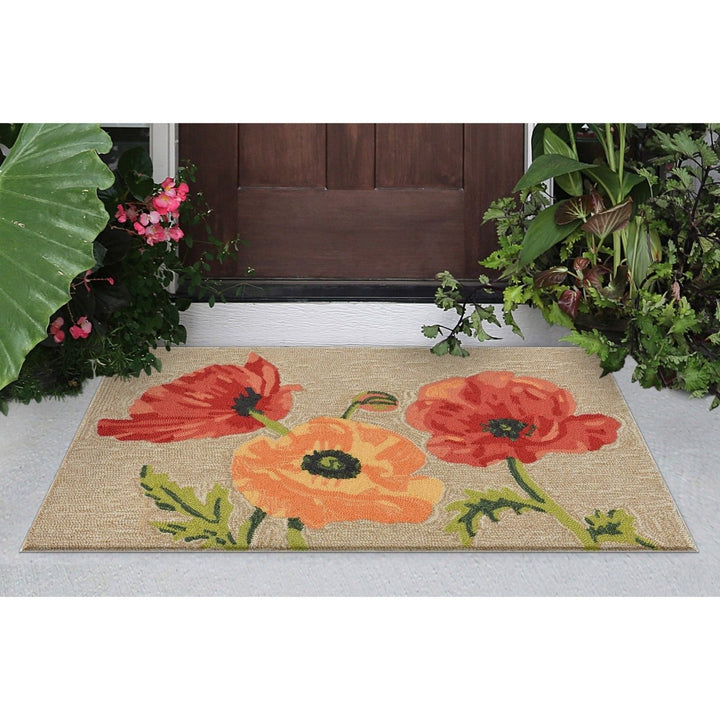 Liora Manne Ravella Poppies Outdoor Indoor Area Rug Neutral Fade Resistant 5x8 Image 1