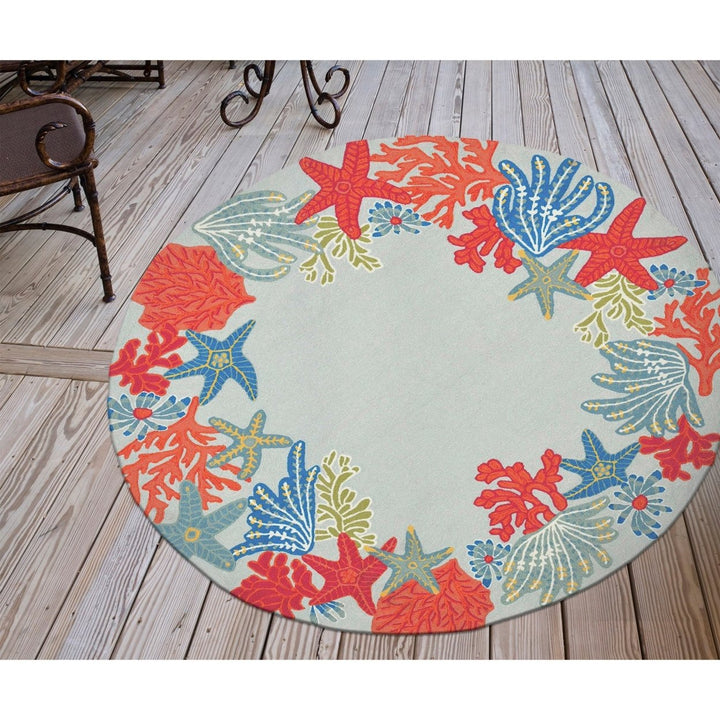 Liora Manne Ravella Aqua Indoor Outdoor Area Rug 70% Polypropylene Hand Tufted Image 1