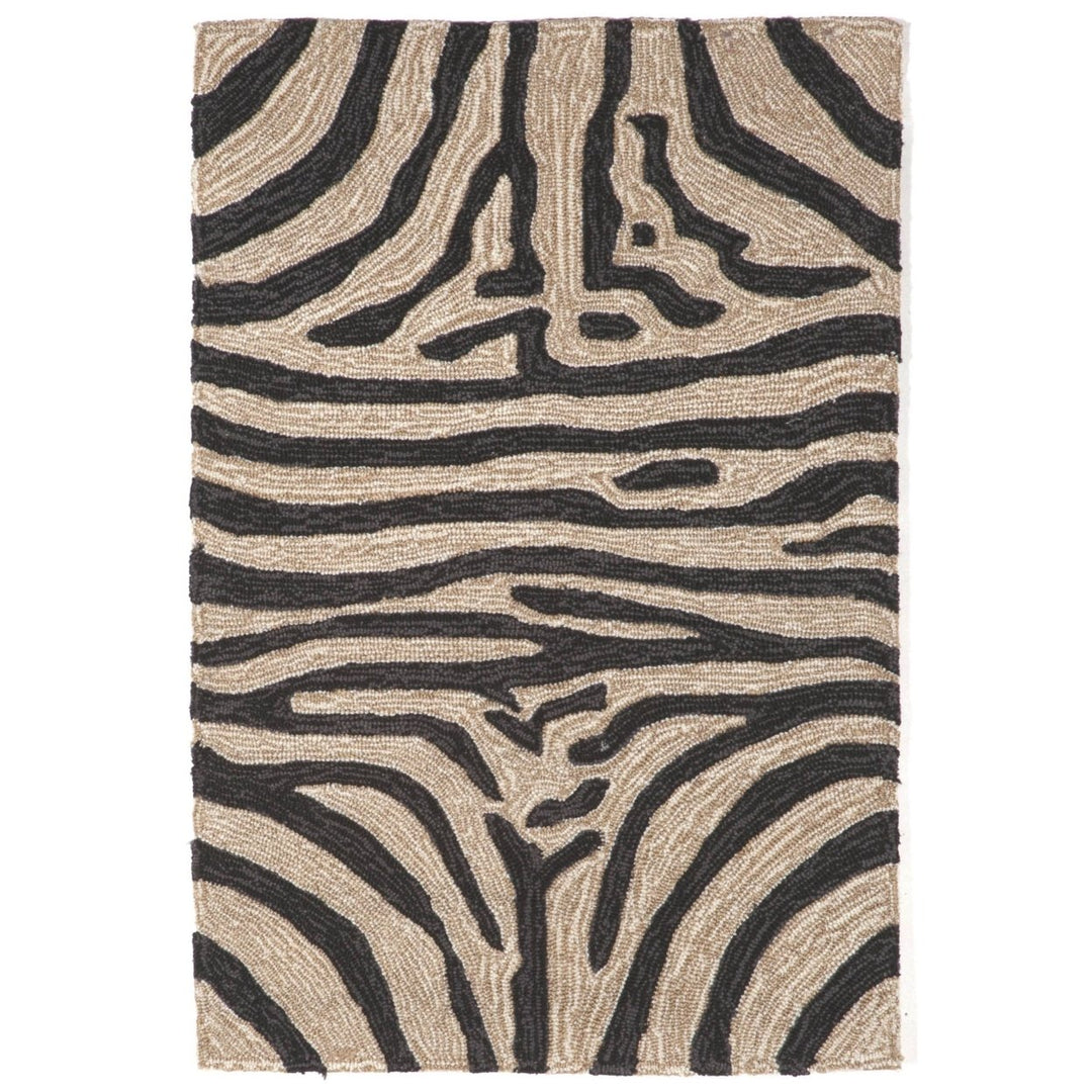 Liora Manne Ravella Zebra Area Rug Black Indoor Outdoor Water Fade Resistant 5x8 Image 1