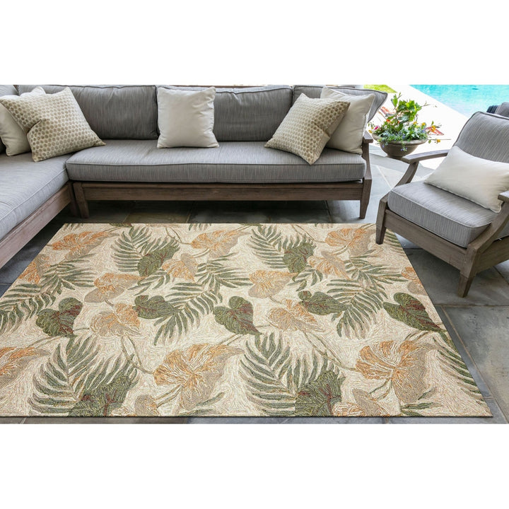 Liora Manne Ravella Tropical Leaf Area Rug Neutral Indoor Outdoor 70% Polypropylene Image 12