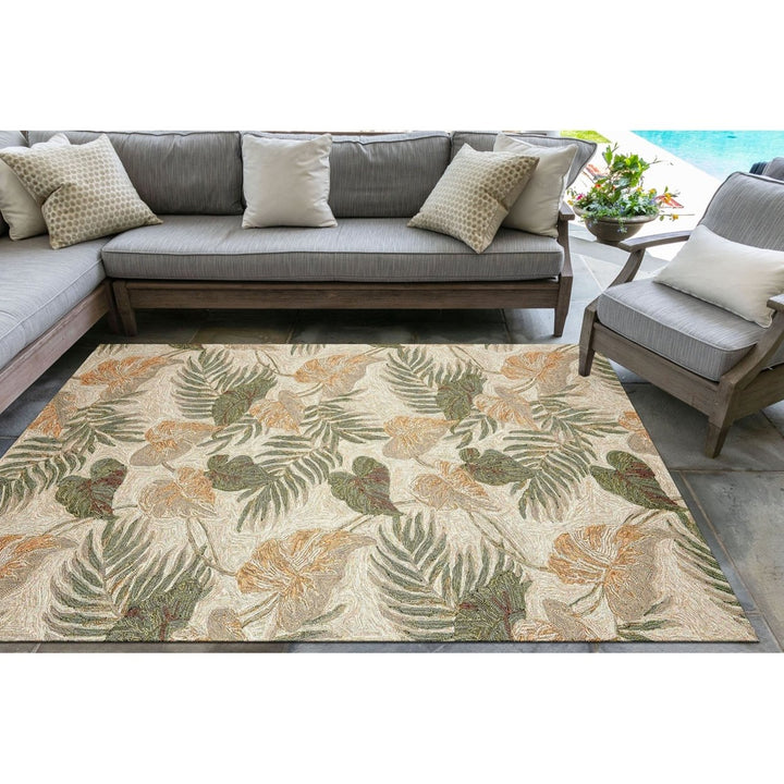 Liora Manne Ravella Tropical Leaf Area Rug Neutral Indoor Outdoor 70% Polypropylene Image 1