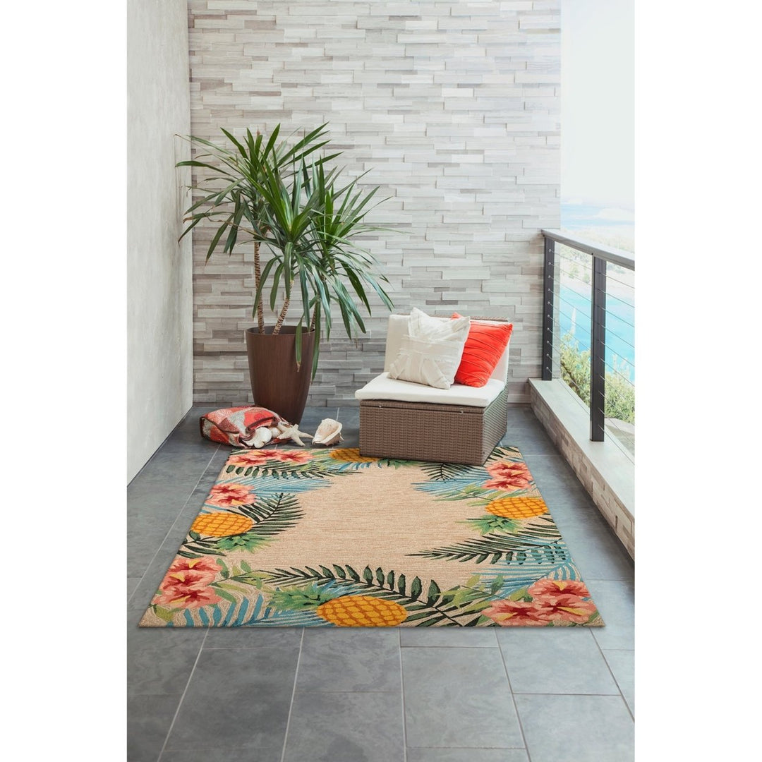 Liora Manne Tropical Indoor Outdoor Area Rug Neutral 5x8 Hand Tufted Fade Resistant Image 1