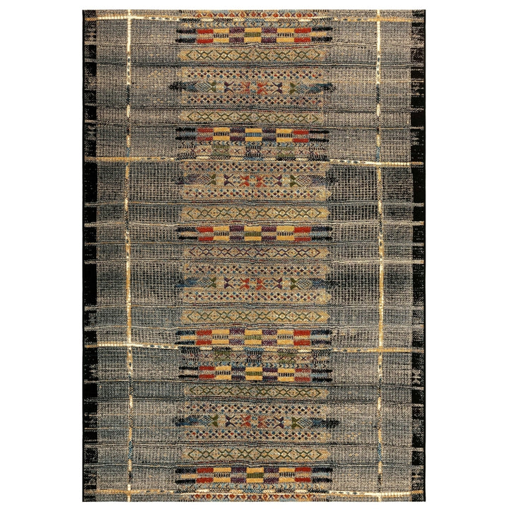 Liora Manne Marina Tribal Stripe Area Rug Black Indoor Outdoor 5x8 Power Loomed Image 2