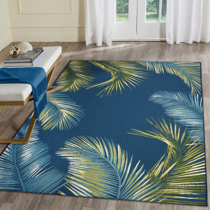 Liora Manne Area Rug Palm Border Indoor Outdoor Navy 75% Polypropylene 5x8 Image 12