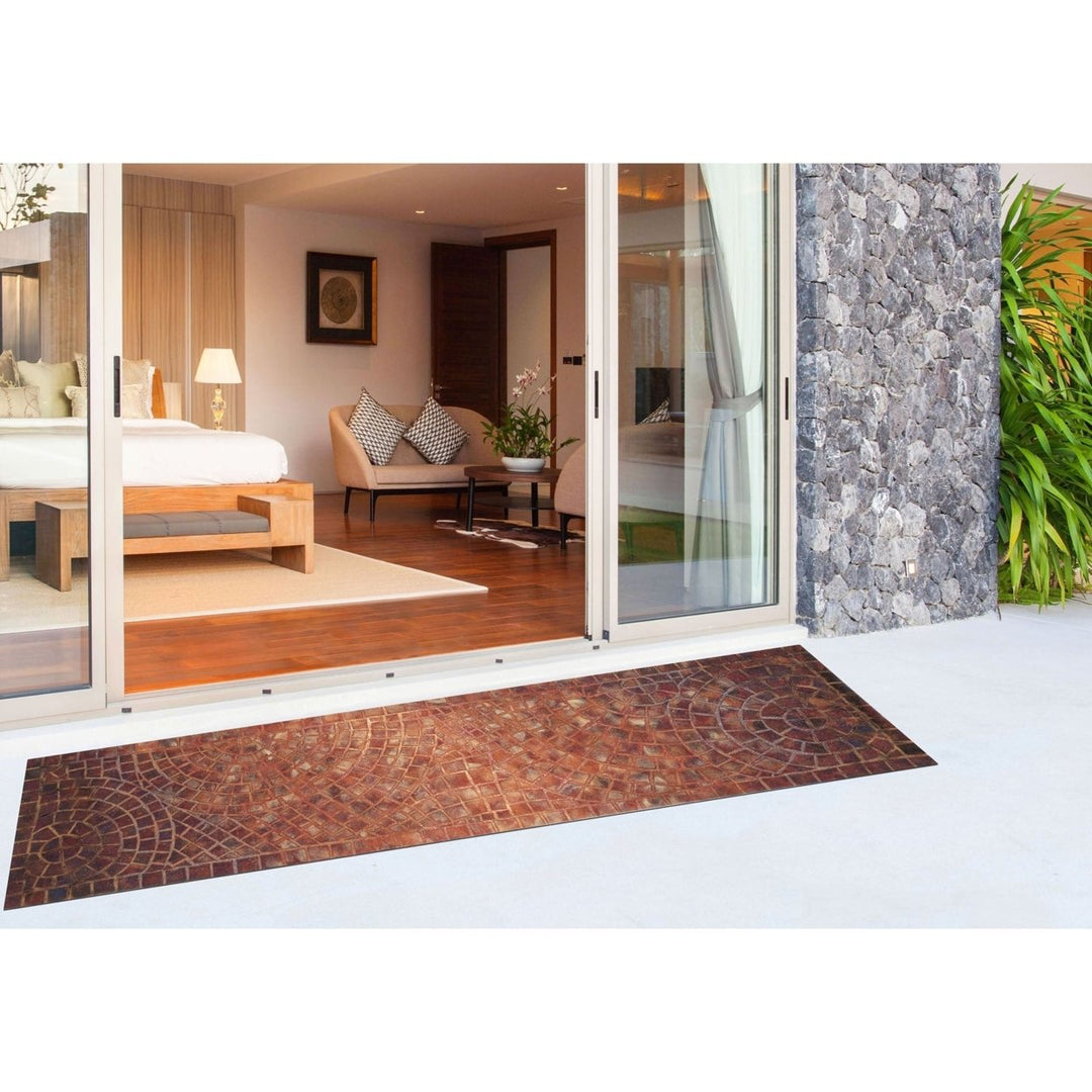 Liora Manne Visions V Arch Tile Rug Red Indoor Outdoor 100% Polyester 5x8 Image 1