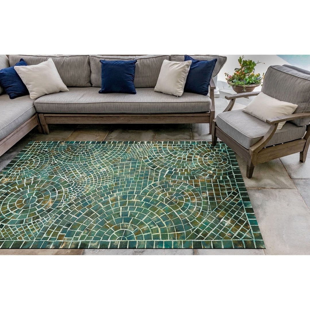 Liora Manne Visions V Arch Tile Indoor Outdoor Area Rug Lapis 100% Polyester Image 10