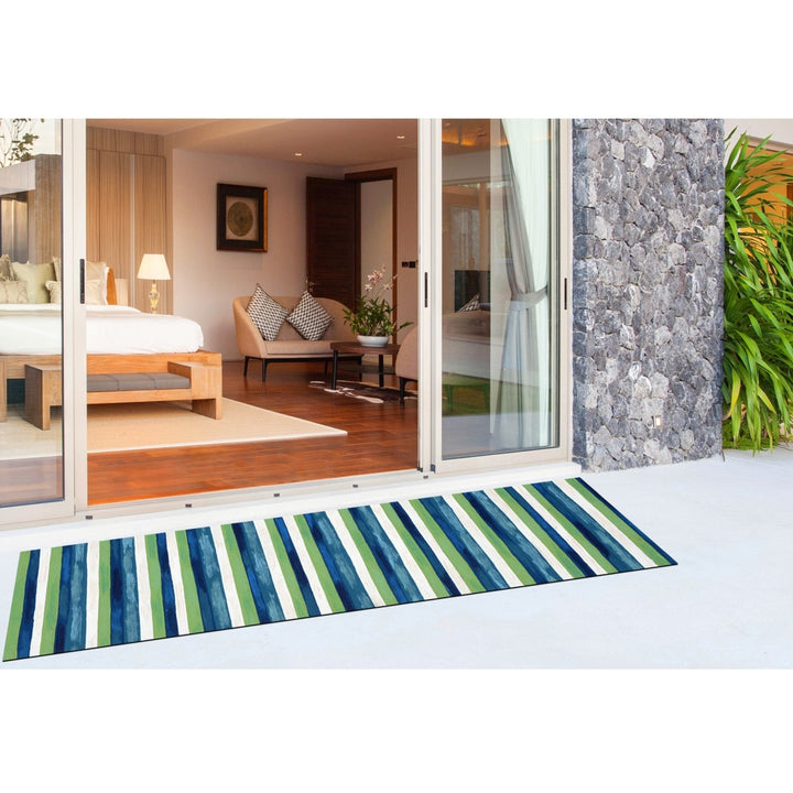 Liora Manne Visions II Painted Stripes Indoor Outdoor Area Rug Cool Image 3