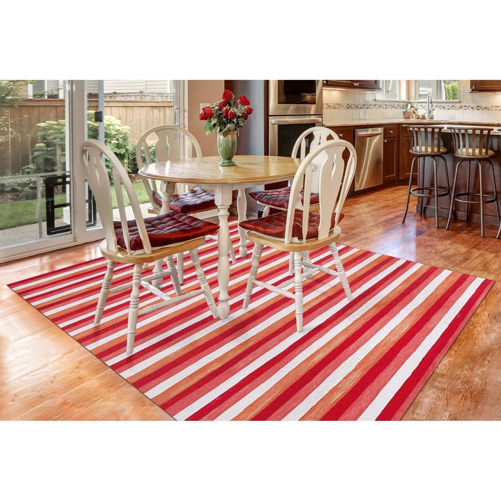 Liora Manne Visions II Striped Indoor Outdoor Area Rug 100% Polyester Warm Colors Image 1