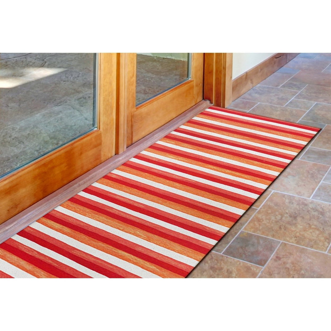 Liora Manne Visions II Striped Indoor Outdoor Area Rug 100% Polyester Warm Colors Image 1