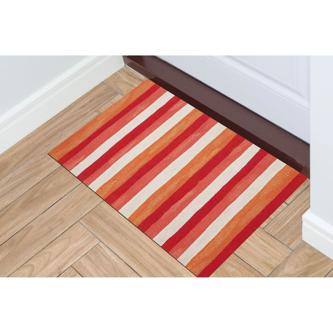 Liora Manne Visions II Painted Stripes Indoor Outdoor Area Rug Warm Image 1
