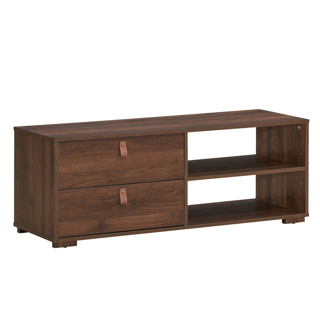 TV Stand Entertainment Media Center Console for TVs up to 55 w/Drawers Black/Walnut Image 5