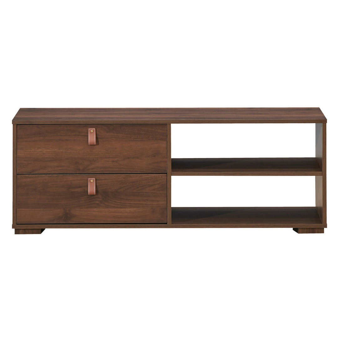 TV Stand Entertainment Media Center Console for TVs up to 55 w/Drawers Black/Walnut Image 6