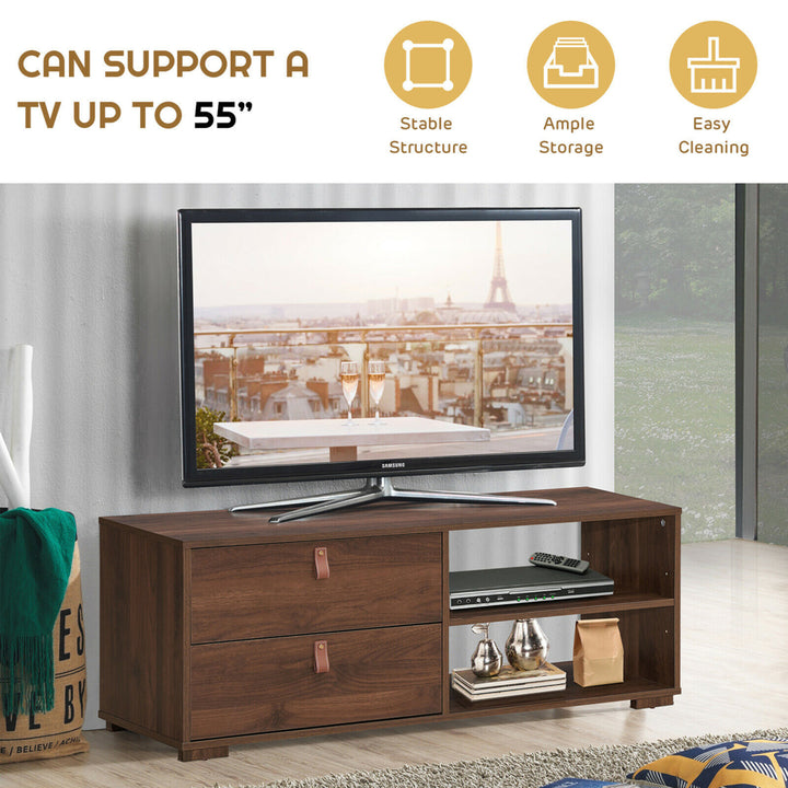 TV Stand Entertainment Media Center Console for TVs up to 55 w/Drawers Black/Walnut Image 8