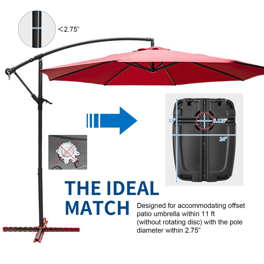 60L Patio Cantilever Offset Umbrella Base Portable Base Weight w/ Wheels Image 9