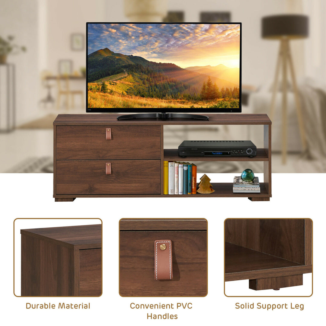 TV Stand Entertainment Media Center Console for TVs up to 55 w/Drawers Black/Walnut Image 10