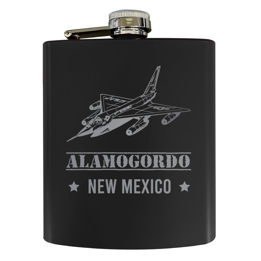 Alamogordo Mexico Laser Engraved Souvenir 7 oz Stainless Steel Flask Black Image 1