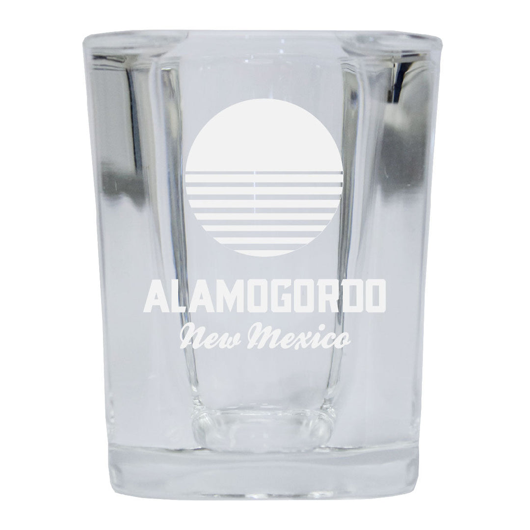 Alamogordo Mexico Souvenir Laser Engraved 2 Ounce Square Base Liquor Shot Glass Choice of Design Image 2