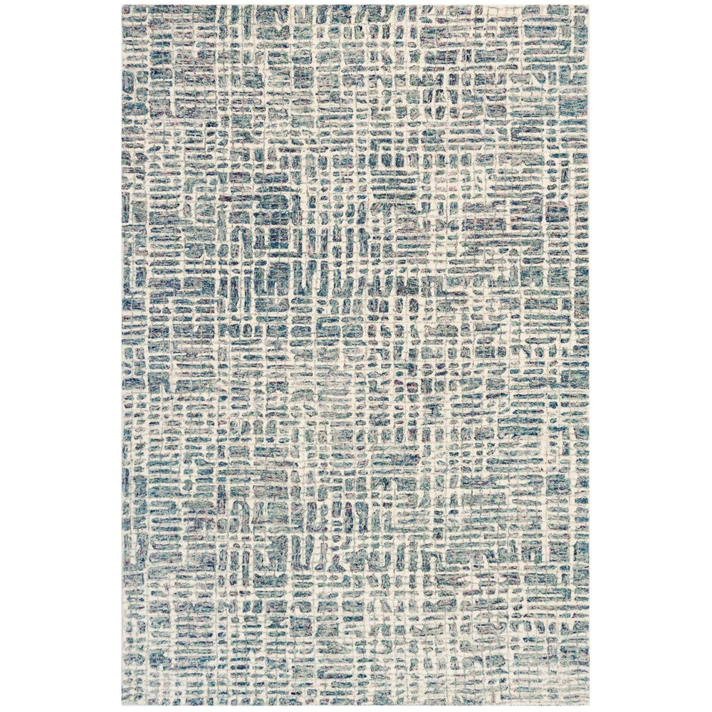 Liora Manne Savannah Grid Area Rug Ocean 100% Wool Indoor Hand Tufted 5x8 Image 2