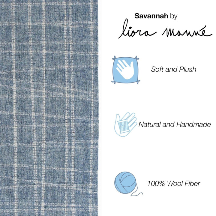 Liora Manne Savannah Blue Plaid Indoor Area Rug 100% Wool Hand Tufted 5x8 Image 5