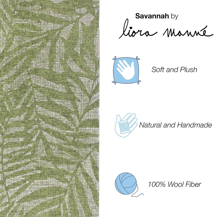 Liora Manne Savannah Indoor Area Rug 100% Wool Olive Branches Green 5x8 Image 6