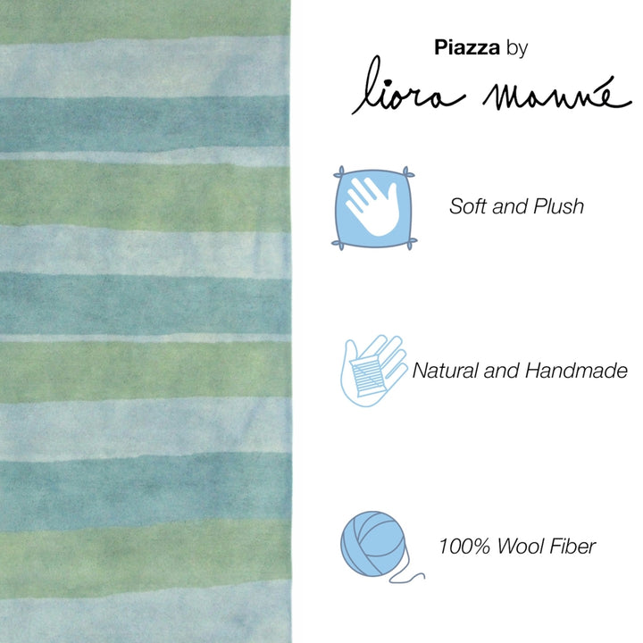 Liora Manne Piazza Stripes Rug 100% Wool Sea Breeze Hand Tufted Indoor 5 x 8 Image 6